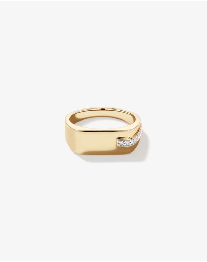 Michael Hill - Diamond Accent Men's Signet Ring in 10kt Yellow and White Gold