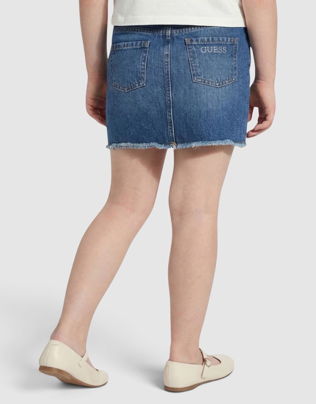 GUESS - Rhinestone Rigid Denim Mini Skirt