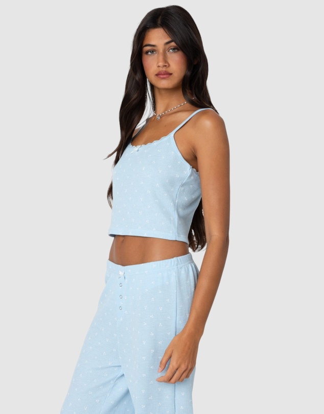 EDIKTED - Petal Printed Waffle Tank Top