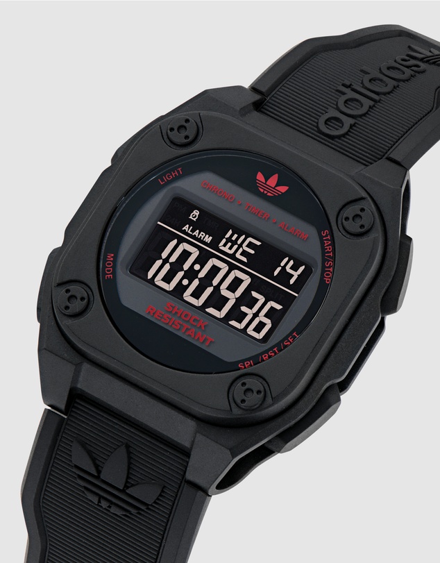 adidas Originals - City Tech Four 42mm Black Resin Watch
