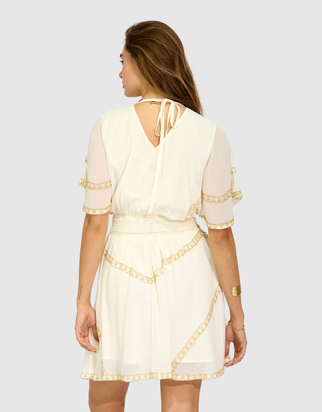 Belle & Bloom - Golden Mark Beaded Trim Mini Dress