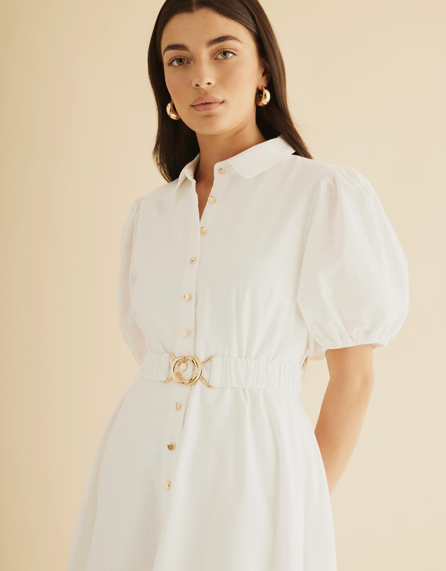 Atmos&Here - Kirrie Linen Blend Belted Midi Dress