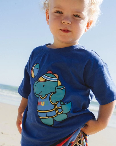 Huxbaby - Beach Volleyball Dino Drop Shoulder Tee - ICONIC EXCLUSIVE - Babies-Kids