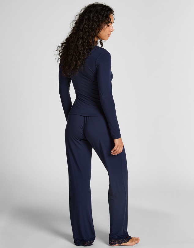 Hunkemoller - Long Sleeve Jersey Modal Lace PJ Set