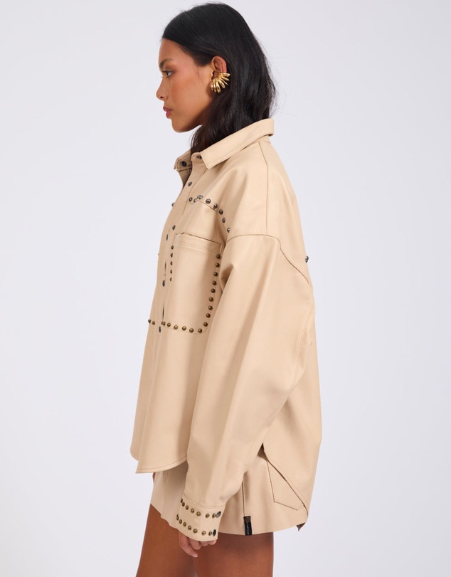 ONE TEASPOON - Daria Studded Leather Shacket - Tan