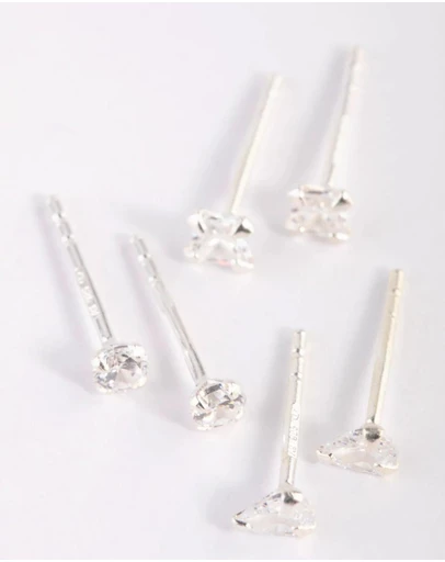 Lovisa - Sterling Silver Cubic Zirconia Stud Earring Pack