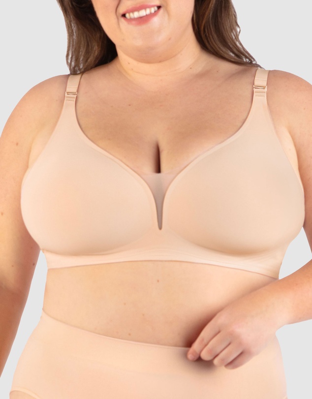 B Free Intimate Apparel - Invisible Mesh Comfort Padded Bra (C-D-DD-E-F-G) Cup