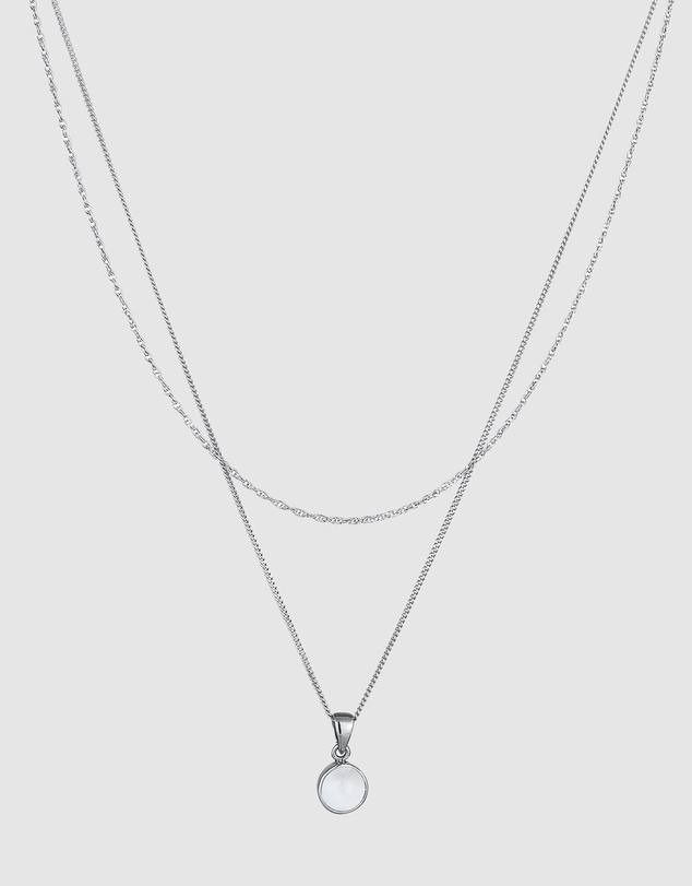 Elli Jewelry - Necklace Layer Circle Moonstone 925 Sterling Silver
