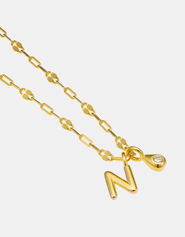 Zoe Olivia - 14K Gold Vermeil Imprint Initial N Cubic Zirconia Necklace