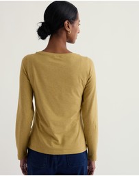 Seasalt - Seasalt Cornwall Green Easel Long Sleeve Top Jersey
