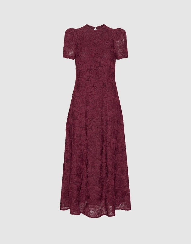 ROTATE - Flower Mesh Flared Dress
