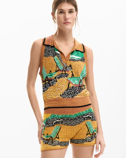 Desigual - Sleeveless jacquard T-shirt