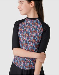 Modest Mermaid - Girls Floral 3/4 Swim Top SPF50+