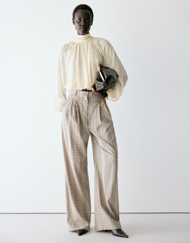 M.N.G - Gathered High-Neck Blouse
