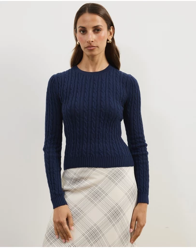 Atmos&Here - Tessa Crewneck Cable Knit Sweater