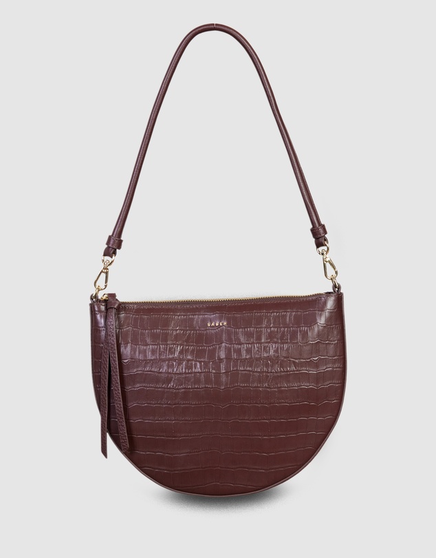 SABEN - Gani Shoulder Bag Espresso Croc