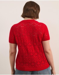 Atmos&Here Curvy - Hani Short Sleeve Open Knit Cardigan