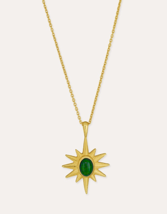 Ottoman Hands - Green Onyx Star Pendant Necklace