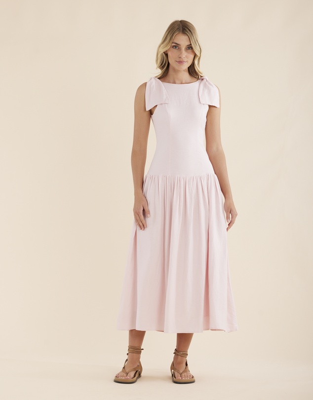 Amelius - Mavie Bow Linen Maxi Dress