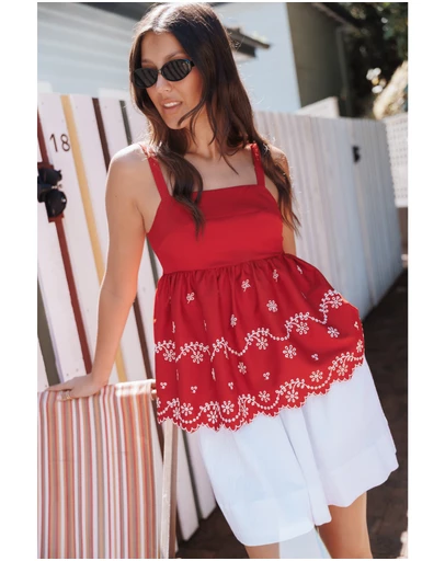 Petal & Pup - Mylena Peplum Top - Red