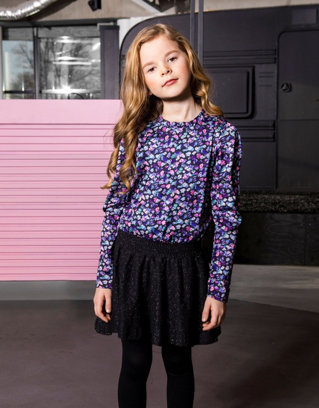 B.Nosy - Long Sleeve Floral Dress with Glitter Skirt - Kids-Teens