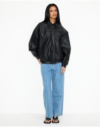 Dazie - Cool Nights Oversized Pebbled Leather Look Jacket