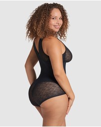 Leonisa - Sheer Stripe Detail Wirefree Sculpting Bodysuit