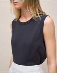 Trenery - Linen Cotton Crew Tank in Night Sky