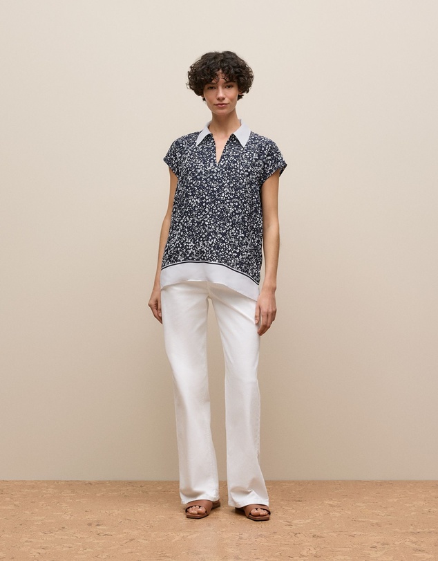 Trenery - Carraway Cap Sleeve Blouse in Night Sky