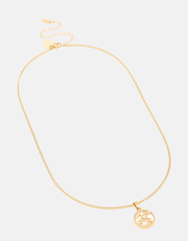 Lovisa - Waterproof Gold Plated Stainless Steel Sagittarius Circle  Zodiac Sign Necklace