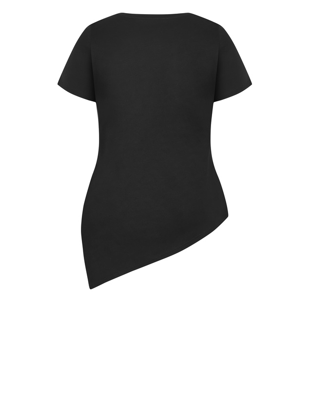 City Chic - Plus size Angled Hem Cotton Tee - black