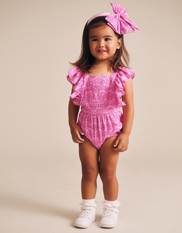 Huxbaby - Frilly Broderie Playsuit - Babies
