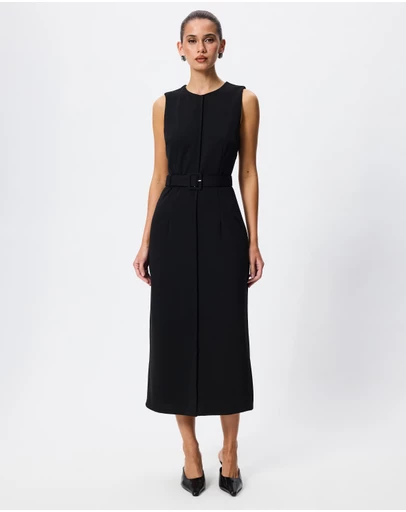 Tussah - Clara Crew Neck Belted Midi Dress