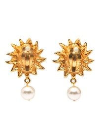 Pre-Loved by Azura Reborn - Pre-Loved CC Gold Plated Faux Pearl Lion Head Drop Clip On Earrings