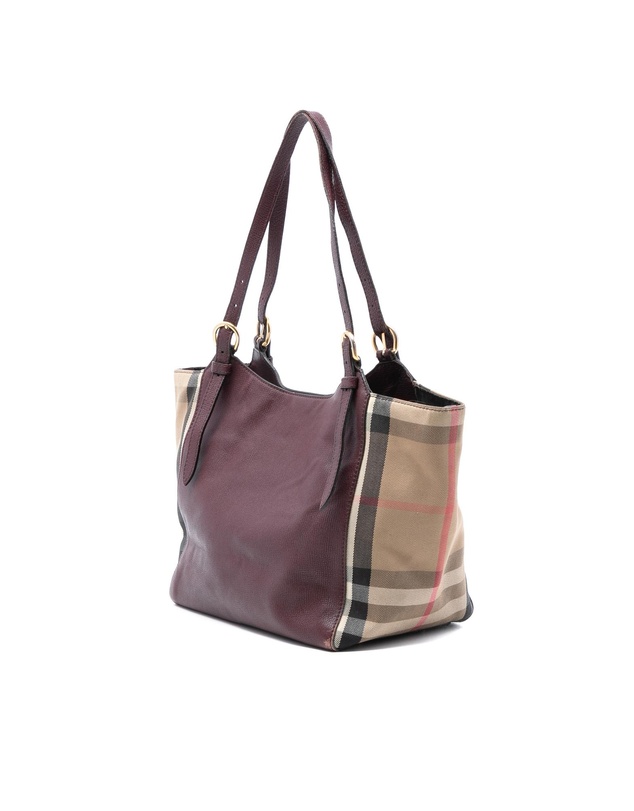 Pre-Loved by Azura Reborn - Pre-Loved Small Leather and House Check Canvas Canterbury Tote