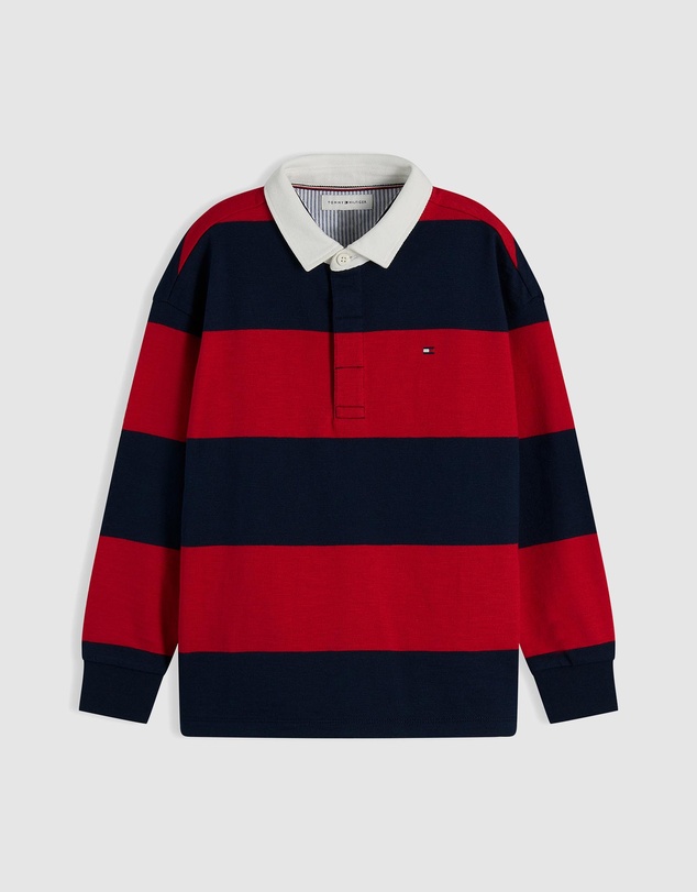 Tommy Hilfiger - Regular Fit Stripe Long Sleeve Polo Shirt - Kids-Teens