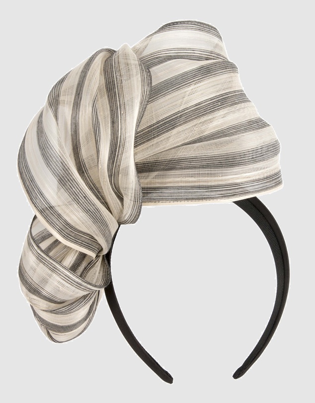 Fillies Collection - Bespoke Black Cream Bow Racing Fascinator