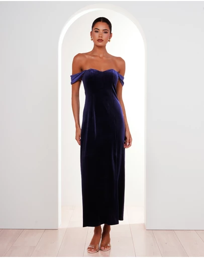 Pilgrim - Olive Off Shoulder Velvet Gown