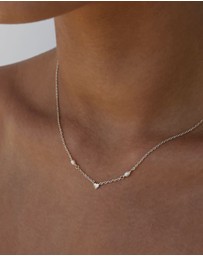 SAINT VALENTINE - Heart & Pearl Necklace - Silver