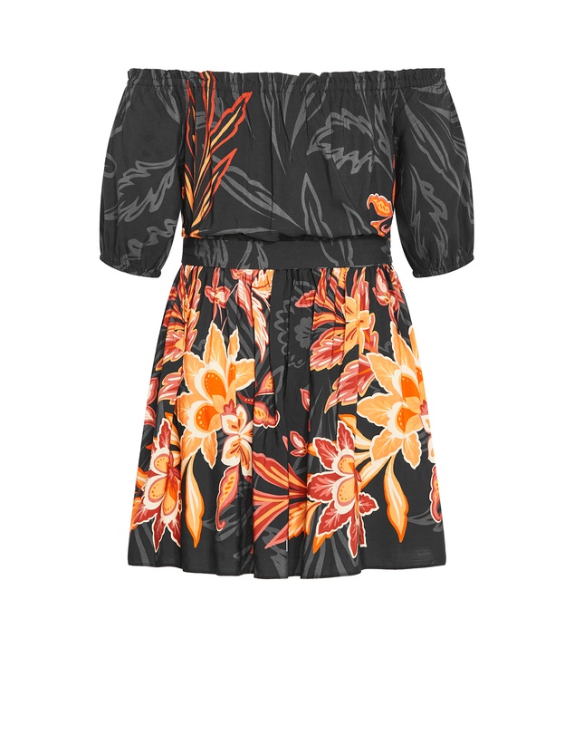 City Chic - Plus size Island Breeze Placement Dress - black