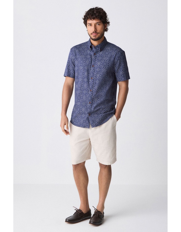 NEXT - Short Sleeve Tile Printed Printed 100% Cotton Shirt