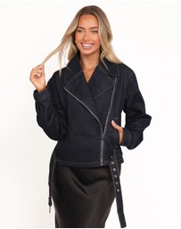 Petal & Pup - Mira Denim Moto Jacket - Dark Indigo