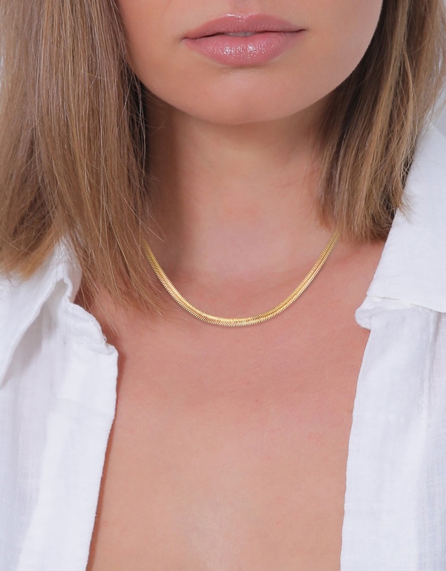 Elli Jewelry - Herringbone Chain Necklace in Gold-Plated 925 Silver