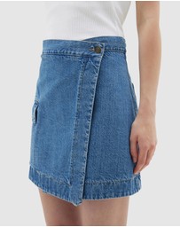 Bassike - Denim Wrap Mini Skirt