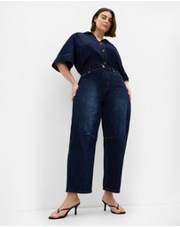 City Chic - Plus size Harley Fit Brooke Barrel Jean - dark wash