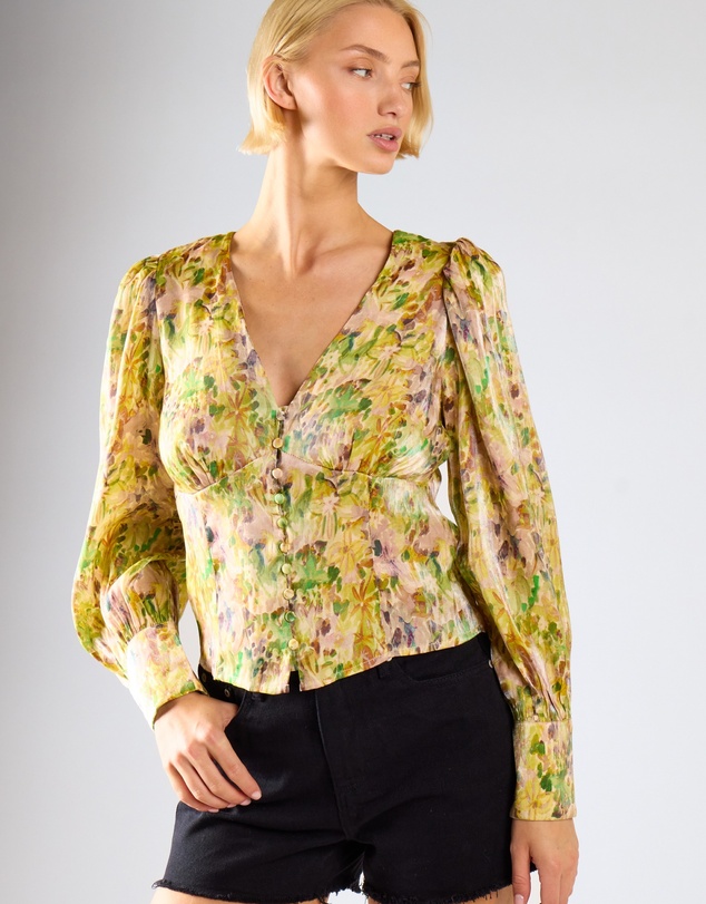 Glamorous - V-Neck Puff Sleeve Top