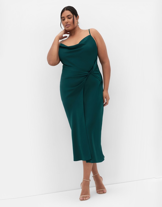 City Chic - Plus size Adelina Twist Slip Dress - emerald