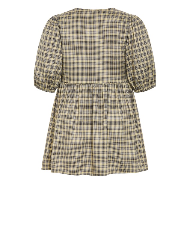 City Chic - Plus size Check Tie Mini Dress - butter