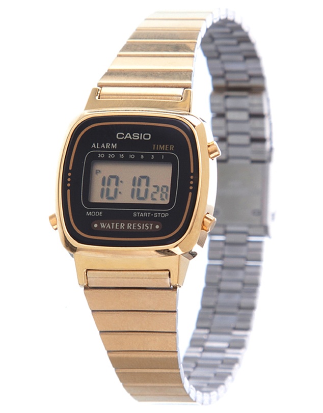 Casio - Digital WR Time Stop Watch Gold Steel Band