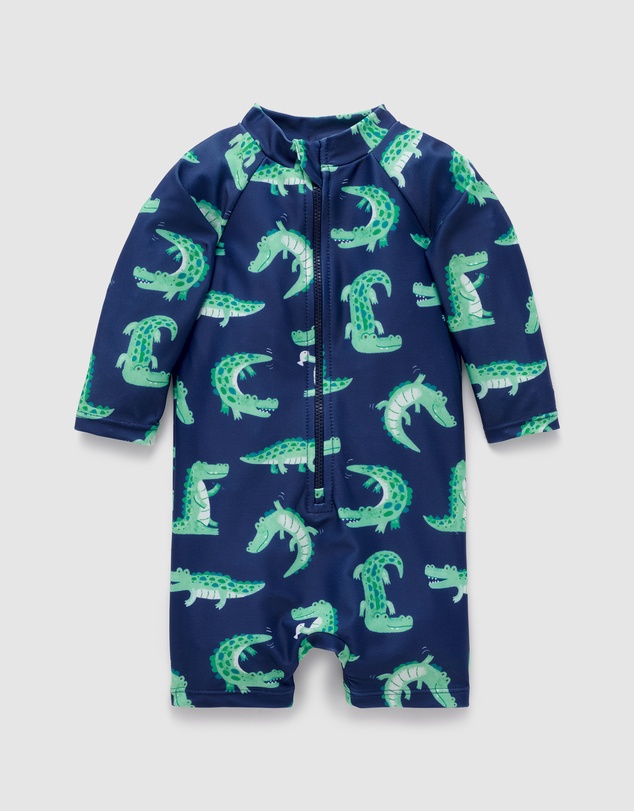 Purebaby - Printed Long Sleeve Rashie Sunsuit- Kids-Babies